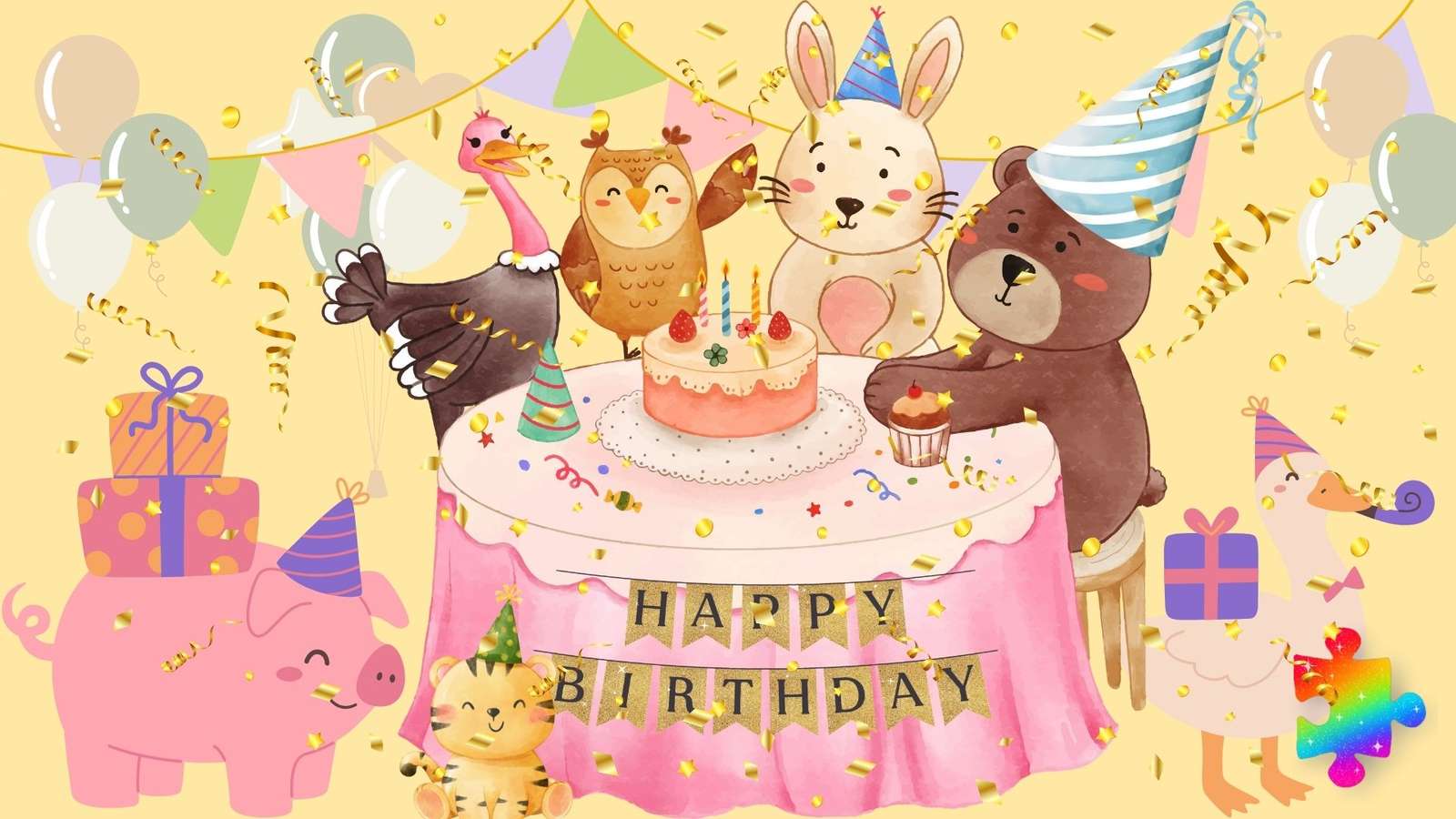 Przyjęcie urodzinowe zwierząt puzzle online