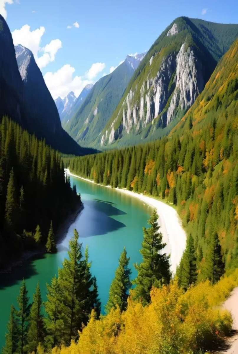 góry rzeka i dzika przyroda puzzle online