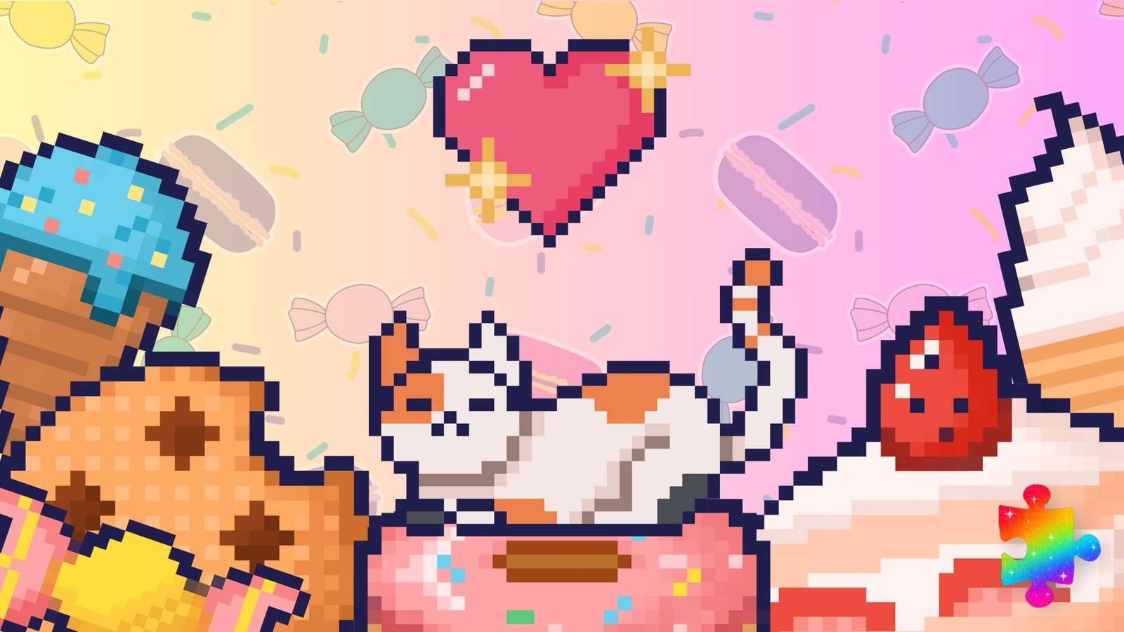 Świat Pixel Candy Cat puzzle online