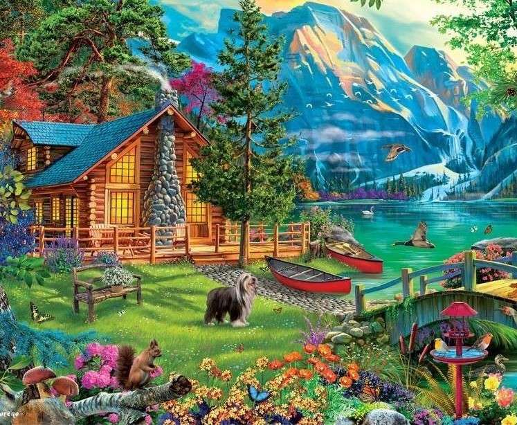 Bajeczny widoczek w górach nad jeziorem puzzle online
