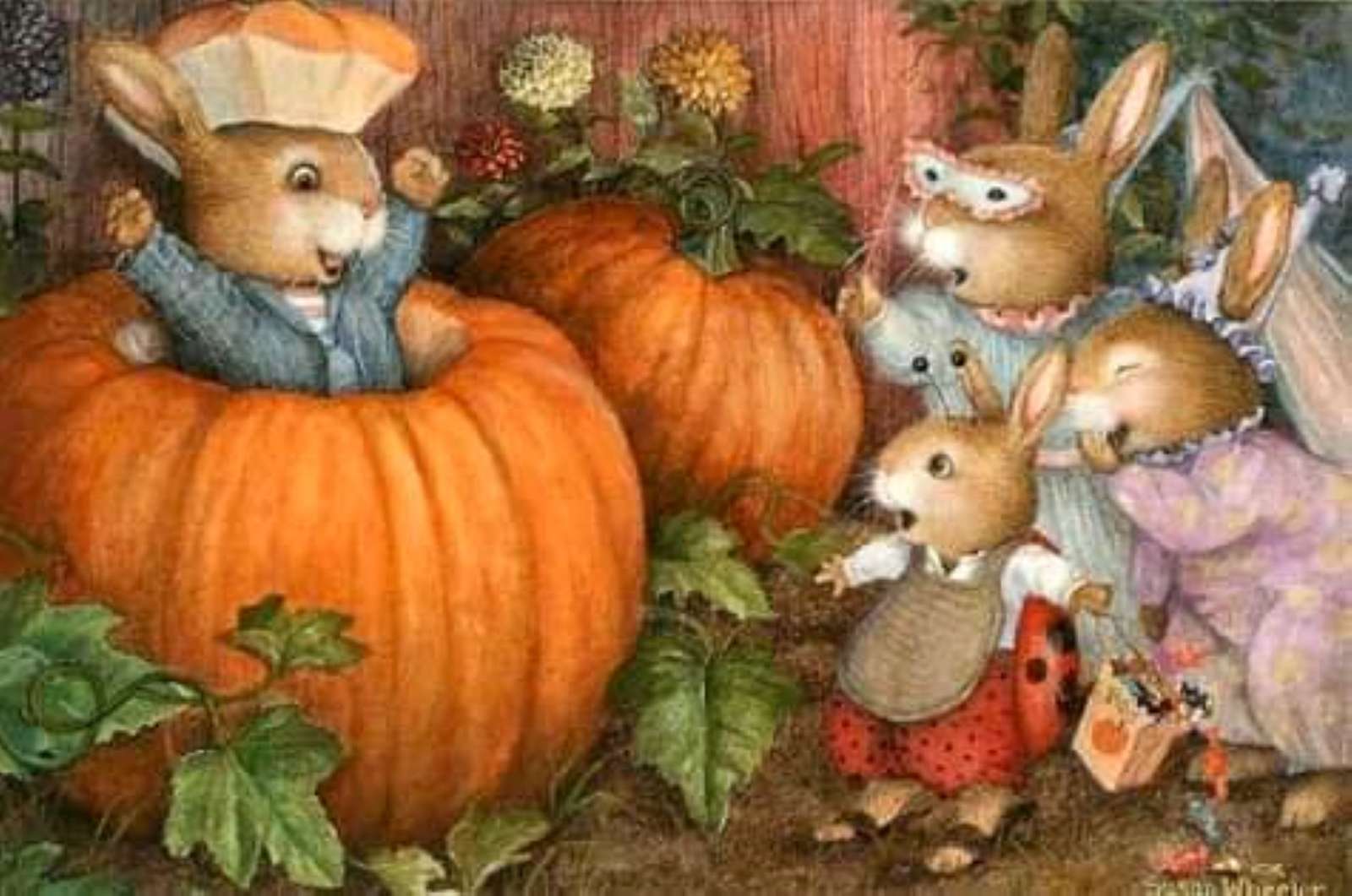 króliki świętują Halloween puzzle online
