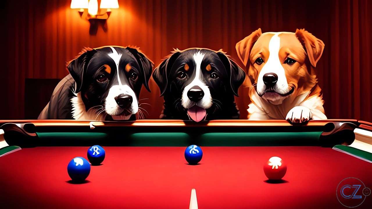 Psy, stół bilardowy puzzle online