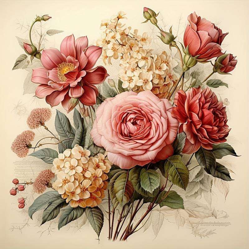 bukiet kwiatów- grafika puzzle online