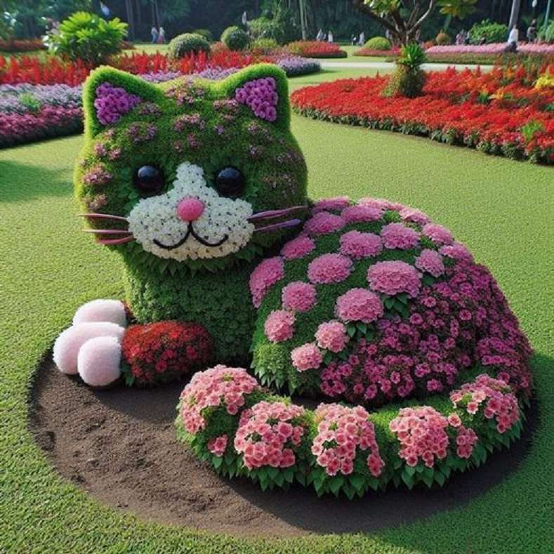Ogród w kształcie kota puzzle online