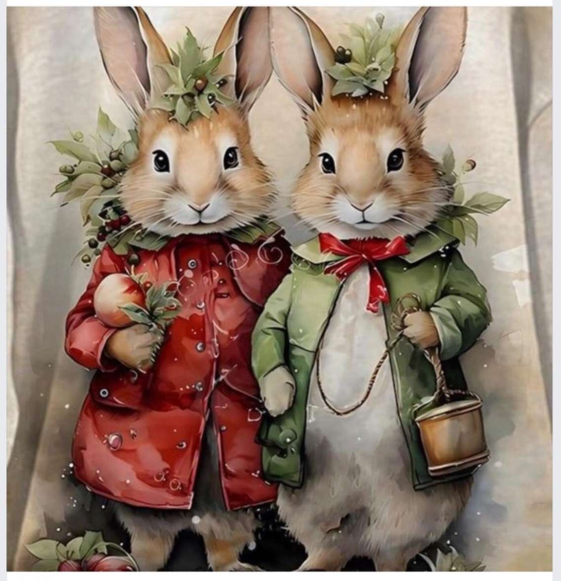 Dwa króliki ubrane na sukces. puzzle online