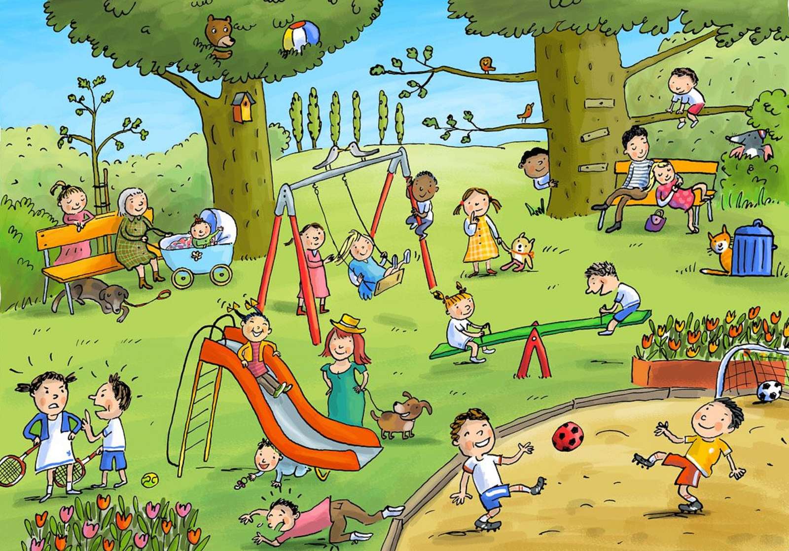 Zabawy dzieci na placu puzzle online