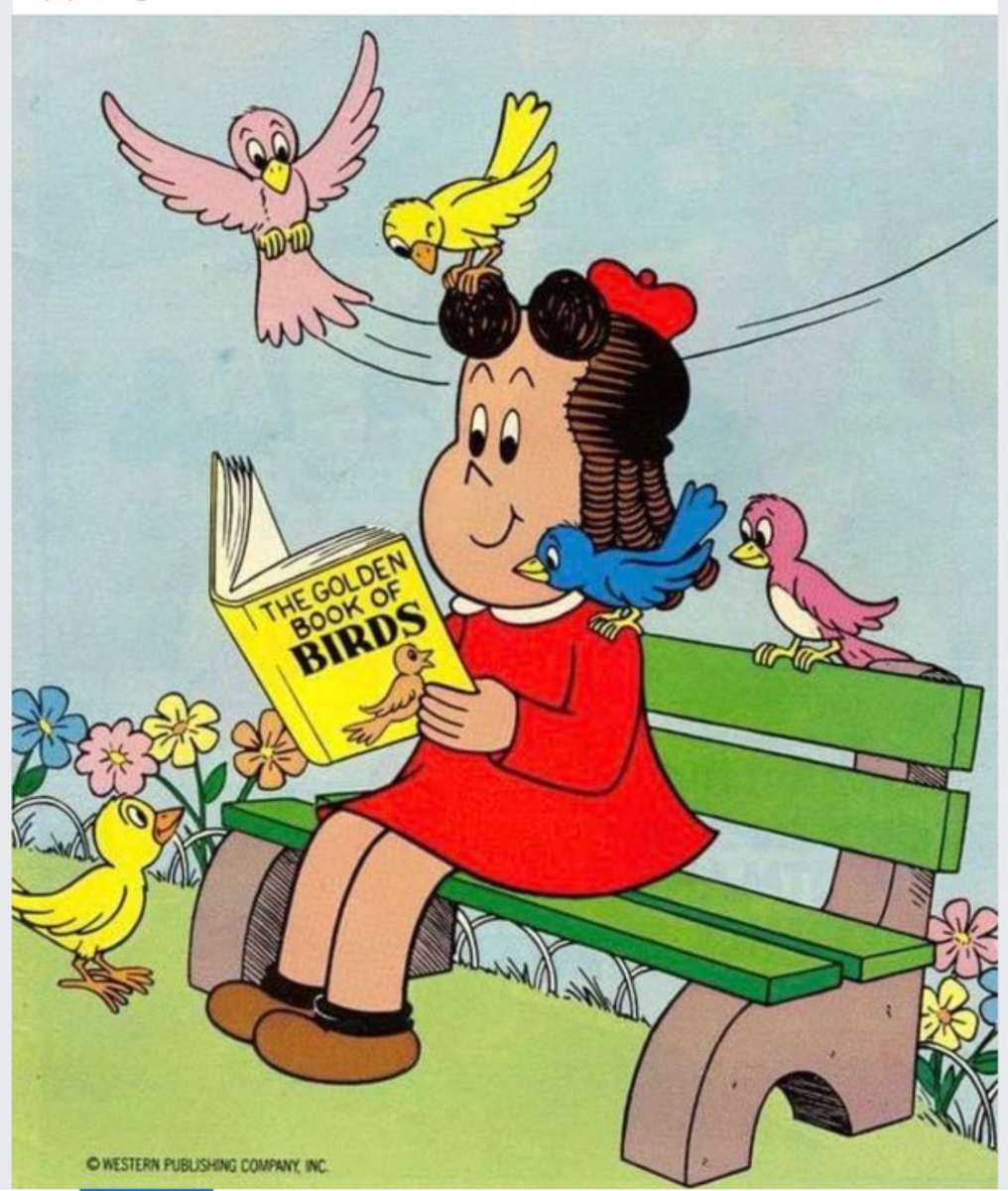Mała Lulu czyta książkę o ptakach puzzle online