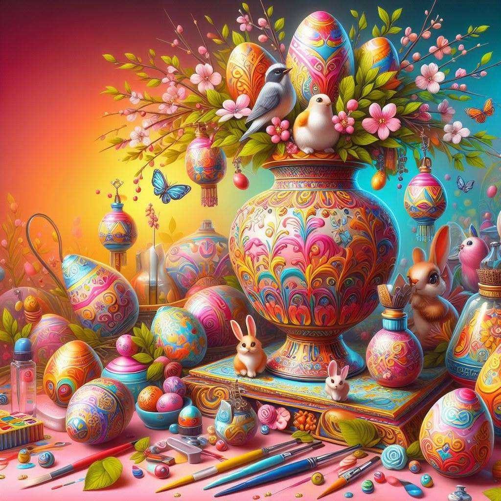 Wesołych, kolorowych Świąt Wielkanocnych puzzle online