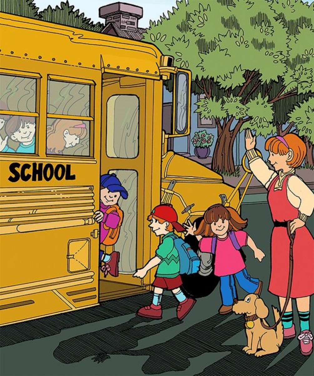 Wsiadanie do szkolnego autobusu puzzle online