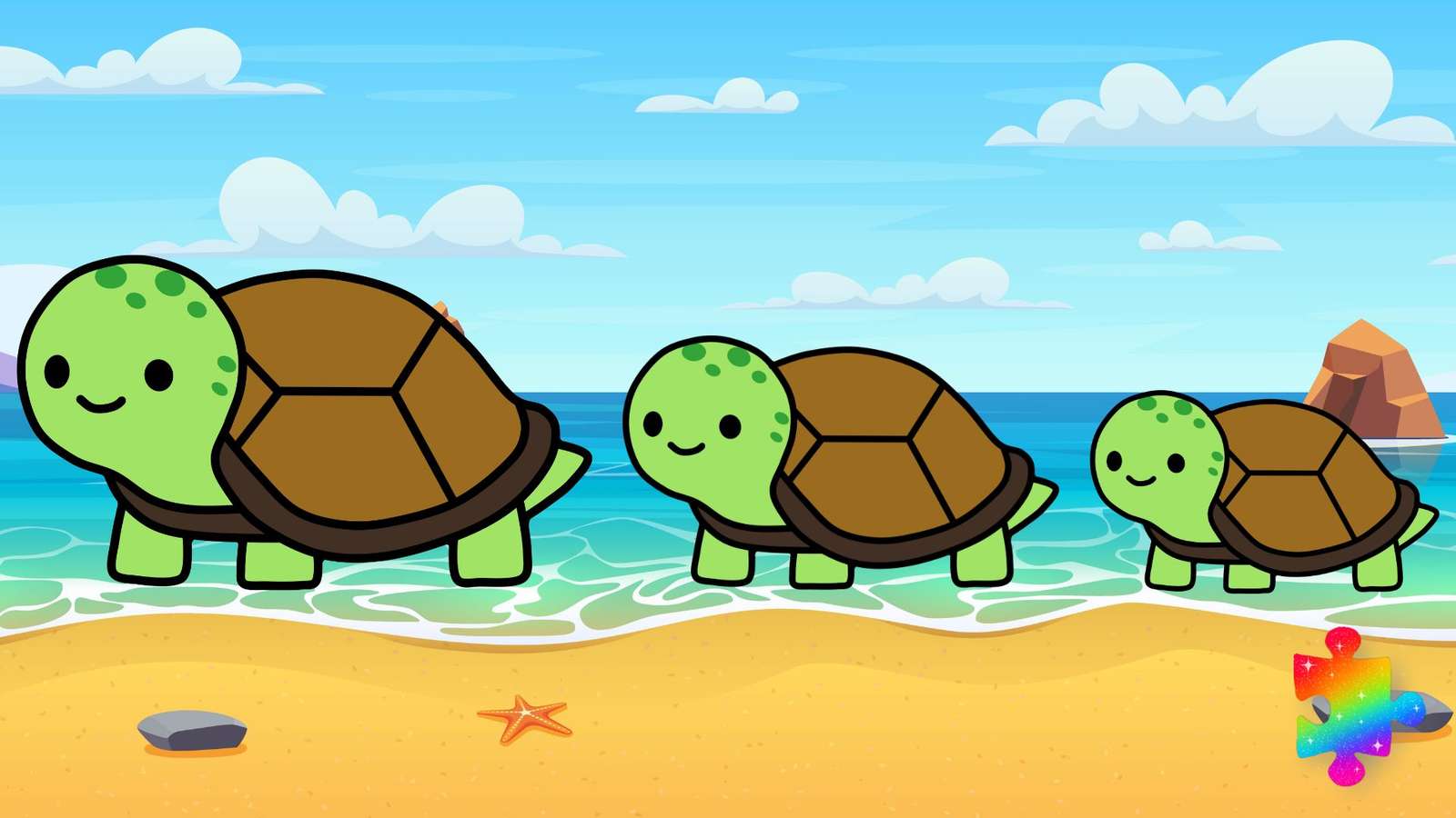 Śliczne żółwie puzzle online