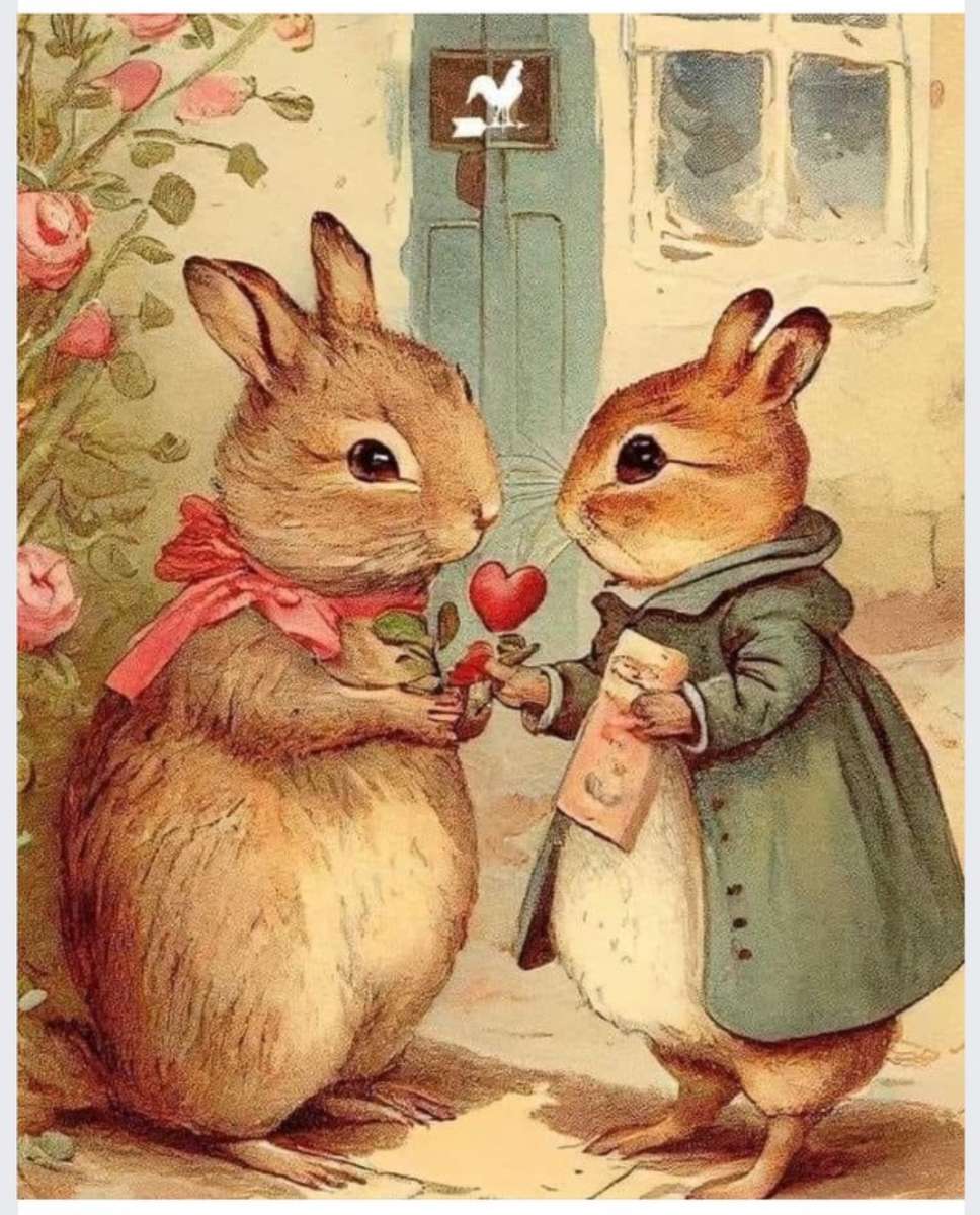 Tylko dwa zakochane króliczki. puzzle online