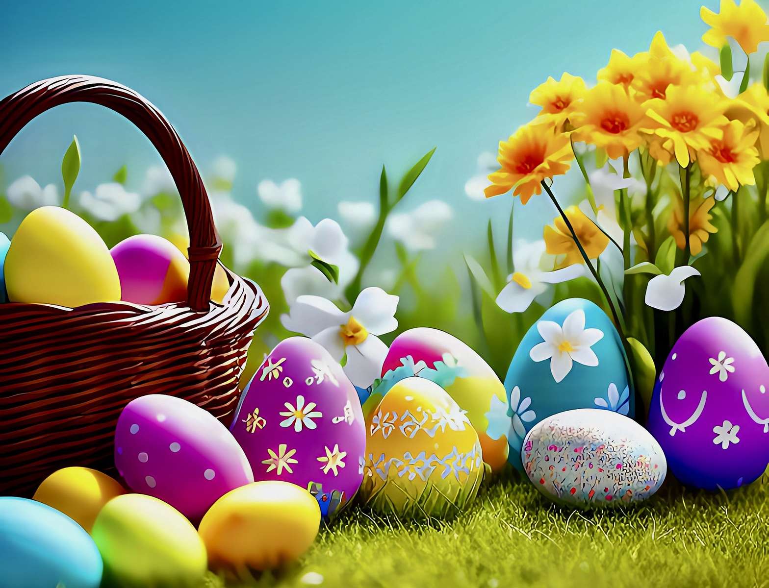 Powitajmy Wielkanoc kolorowymi jajkami puzzle online