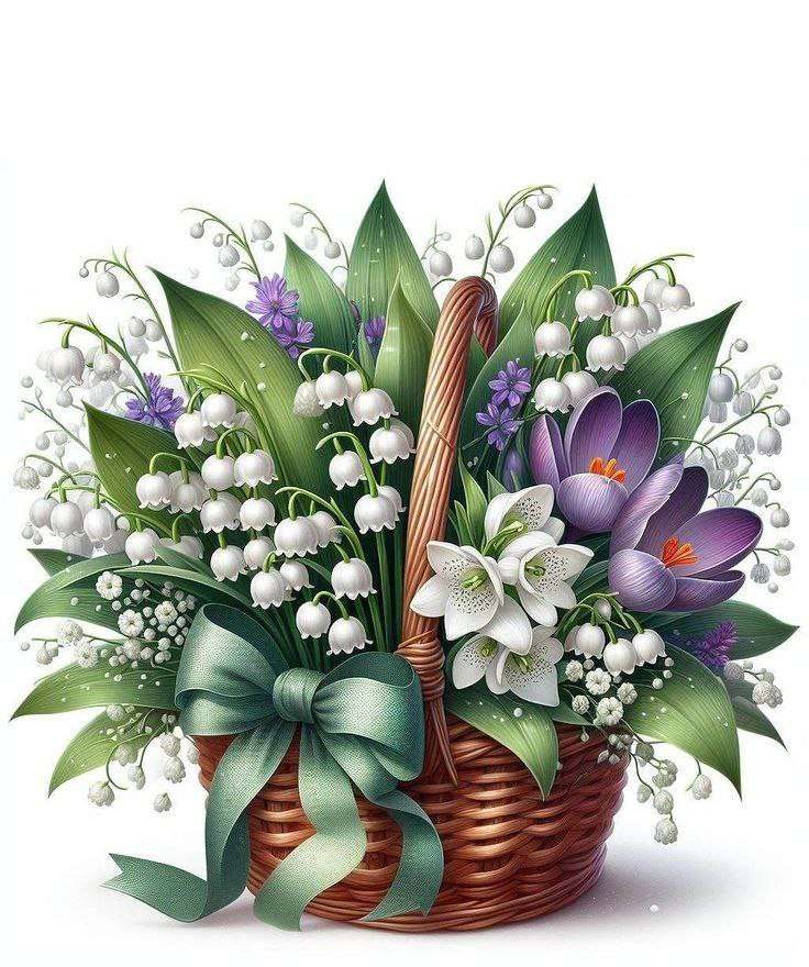 Kosz z wiosennymi kwiatami puzzle online