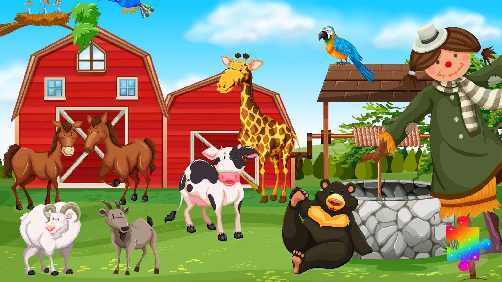 Wesołe zwierzęta hodowlane puzzle online