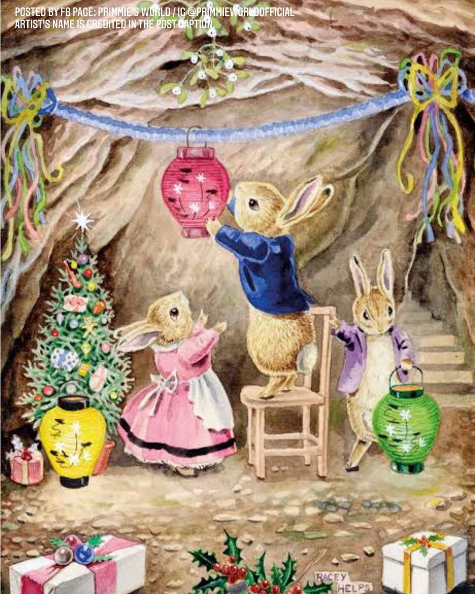 króliki dekorują swój dom na Boże Narodzenie puzzle online