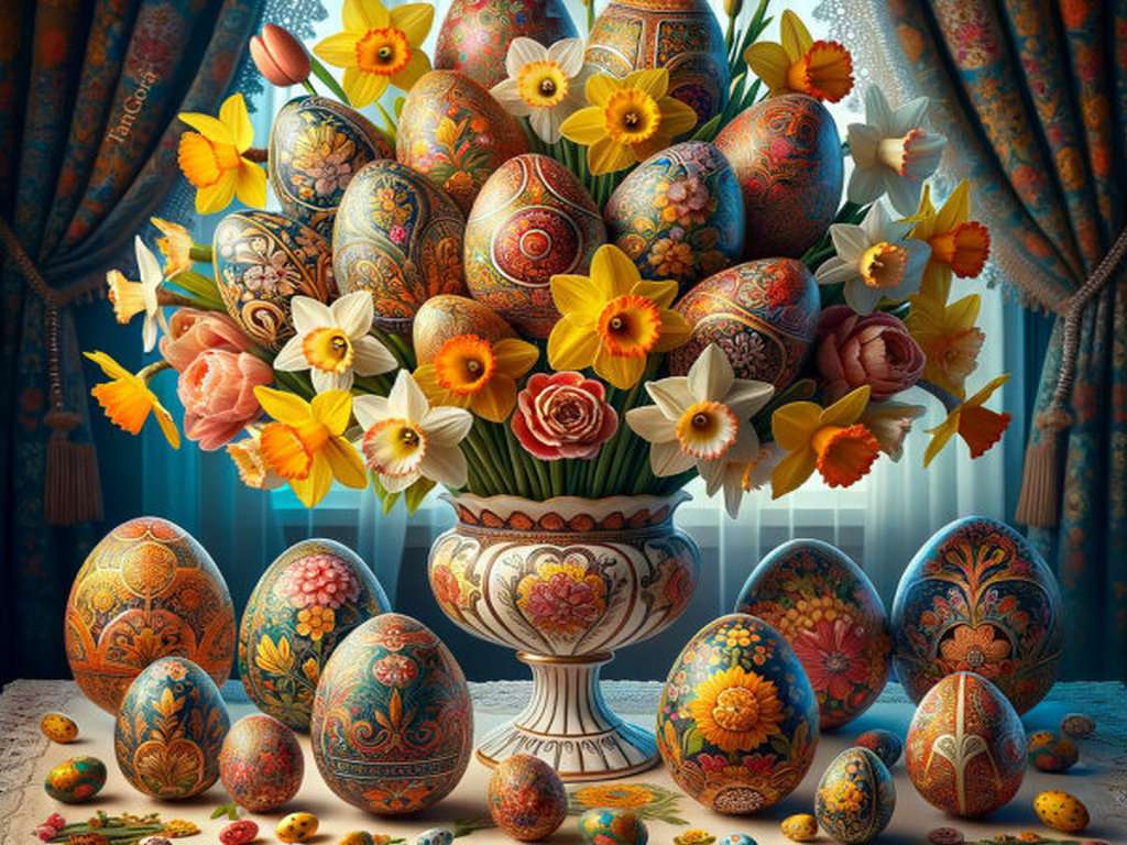 Wielkanocny bukiet jajek puzzle online