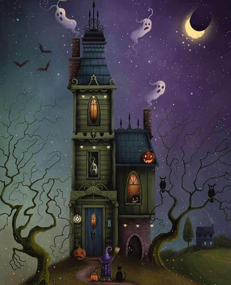 Halloweenowy nawiedzony dom puzzle online