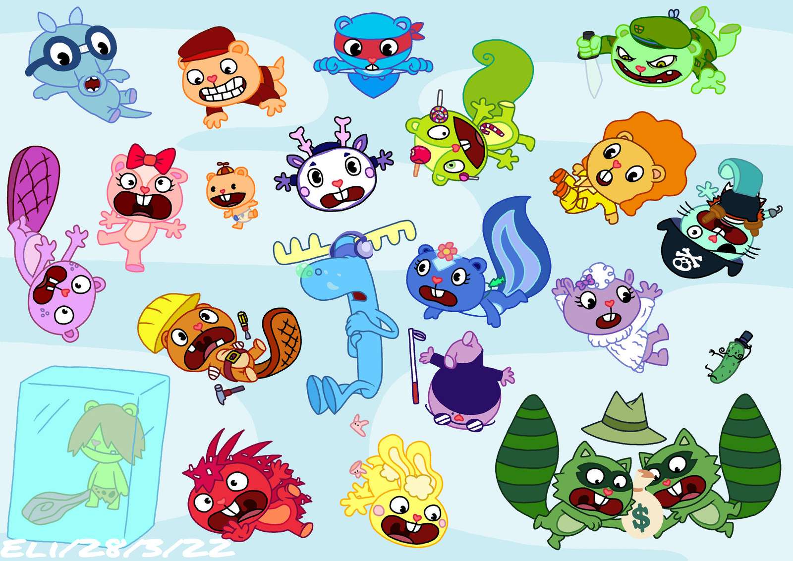 Happy tree friends for kids puzzle online
