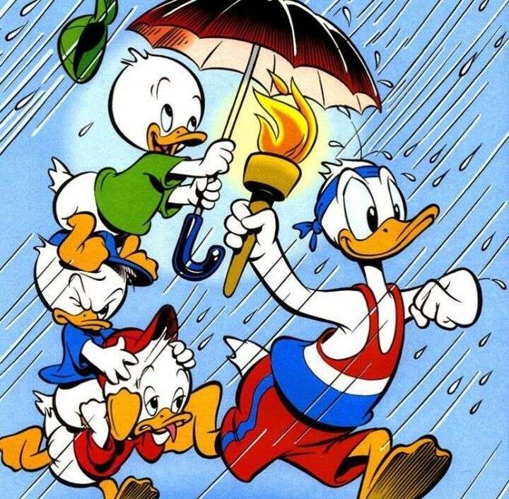 Kaczor Donald w deszczowy dzień puzzle online