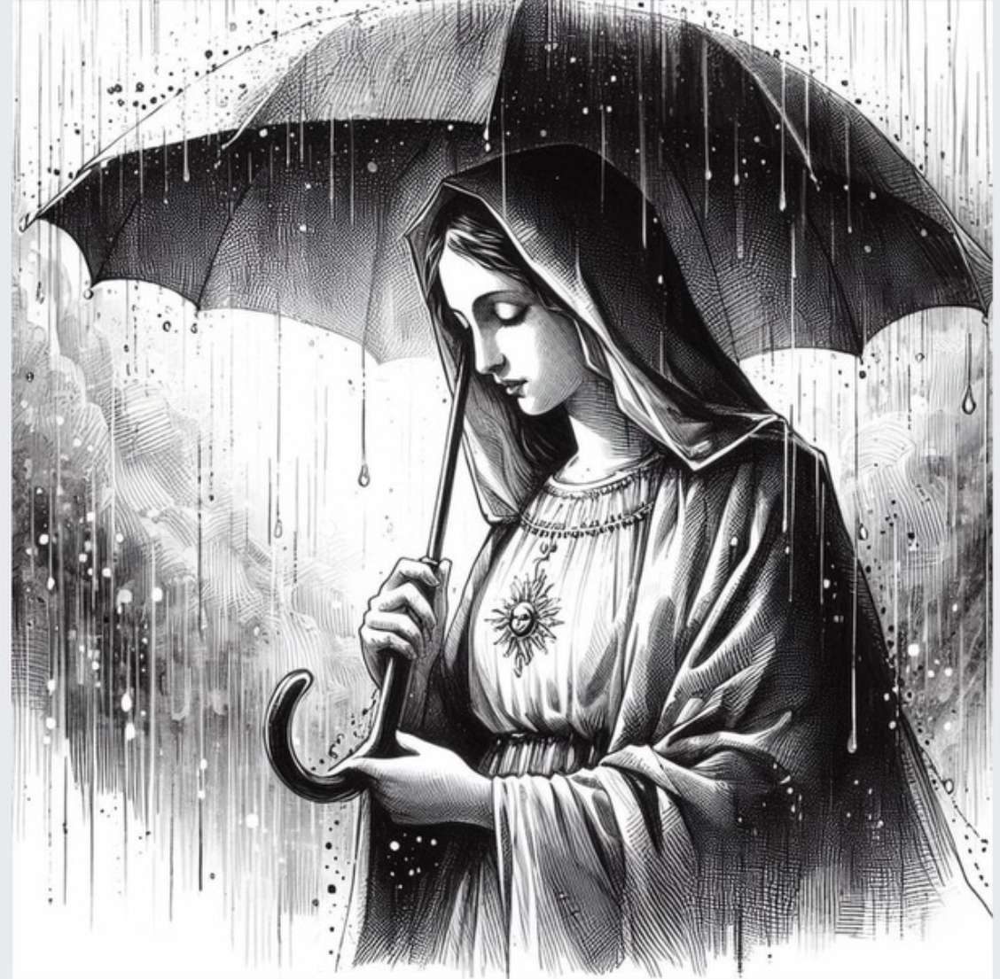 Pod parasolem z Maryją. puzzle online