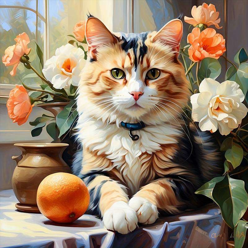 grzeczny rudy kot - portret puzzle online