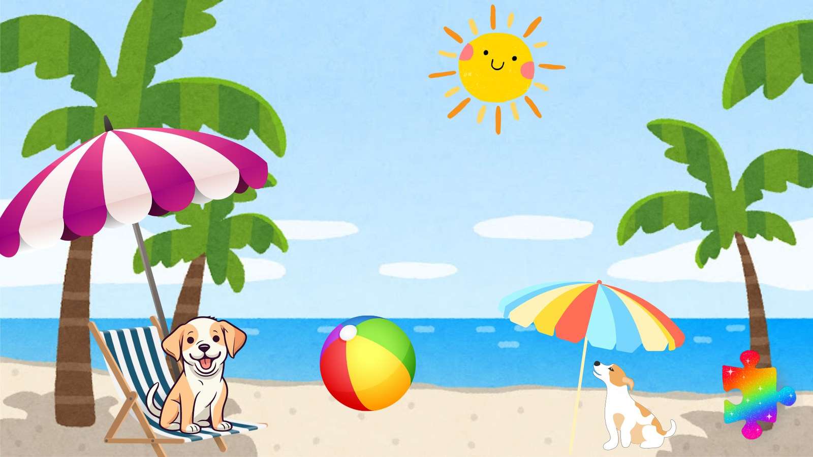Psy plażowe puzzle online