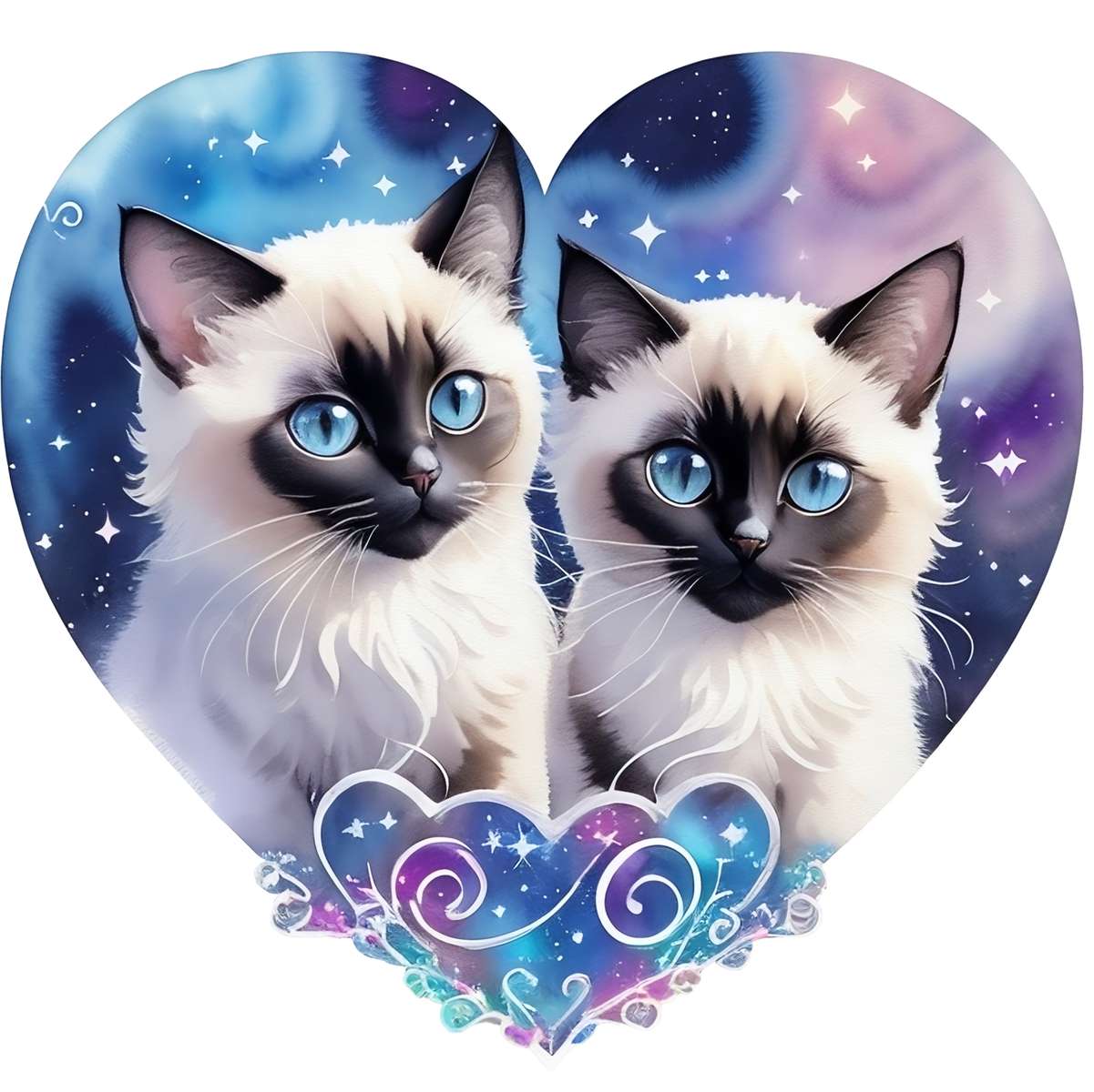 Dwa kotki syjamskie o niebieskich oczach puzzle online