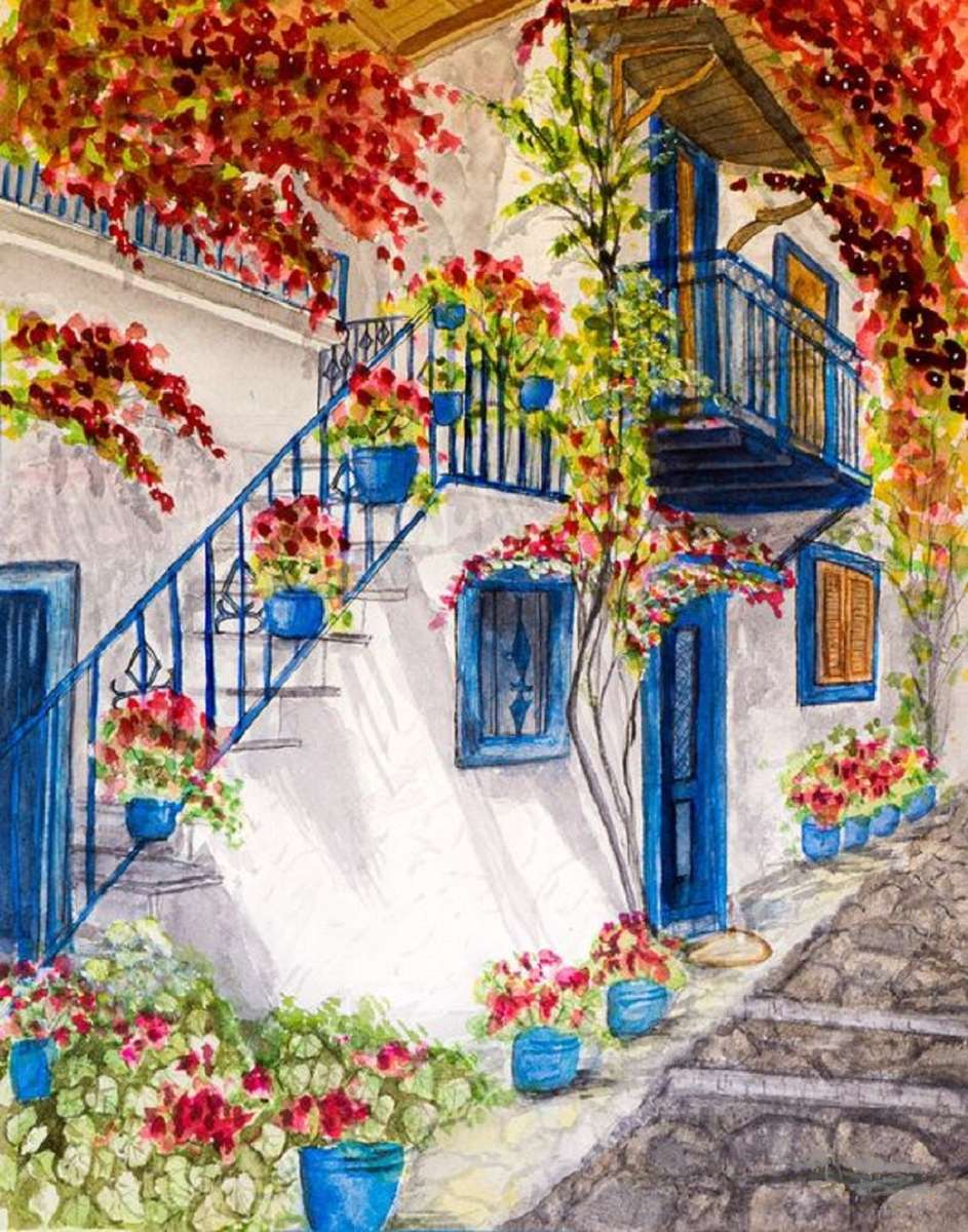 Dom w Mykonos - Grecja puzzle online