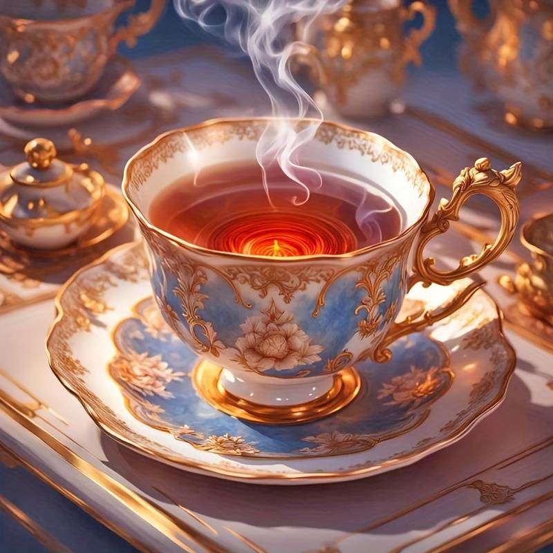 aromatyczna herbata w pięknej filiżance puzzle online