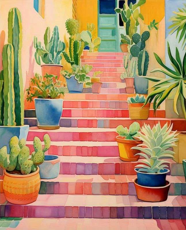 terakotowe schody - malarstwo puzzle online