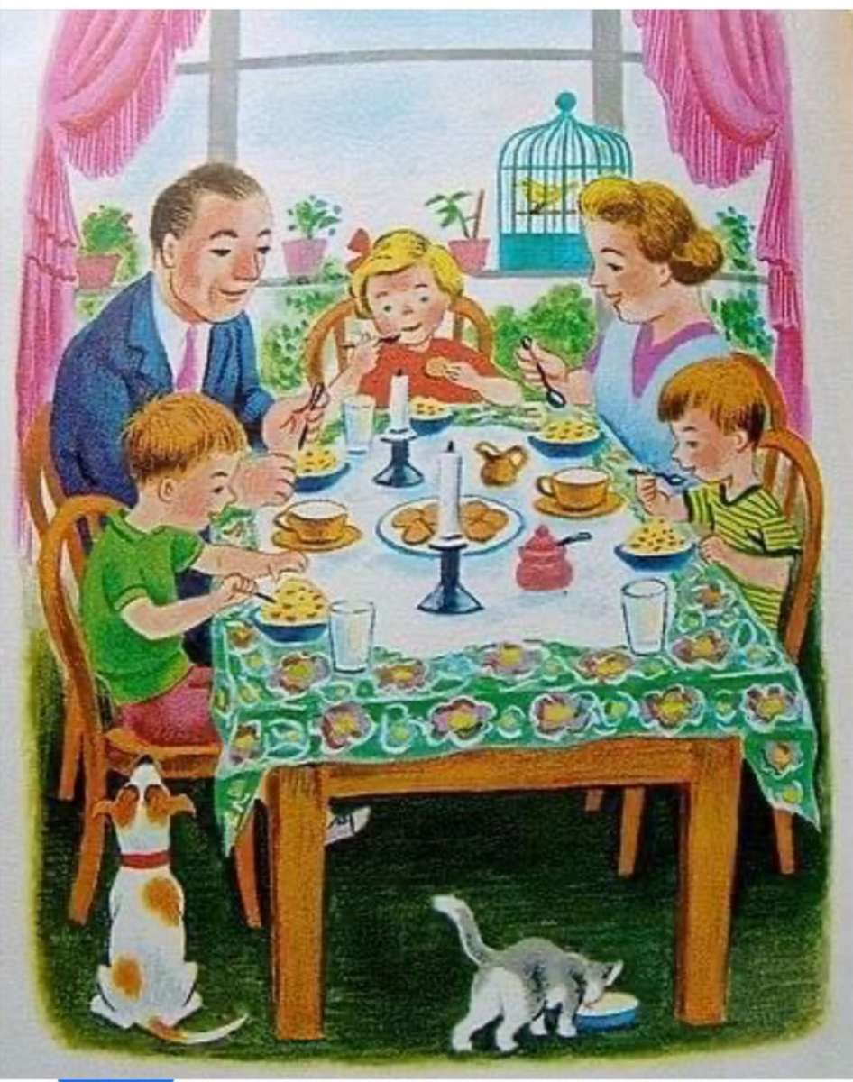 Miło spędzony czas na rodzinnym śniadaniu. puzzle online