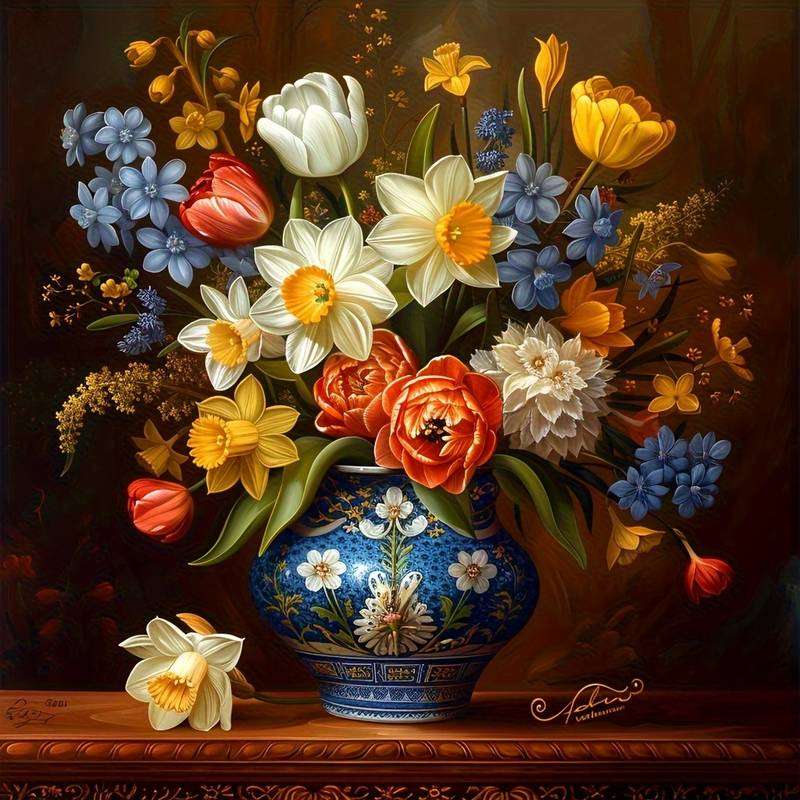 barokowy bukiet kwiatów puzzle online