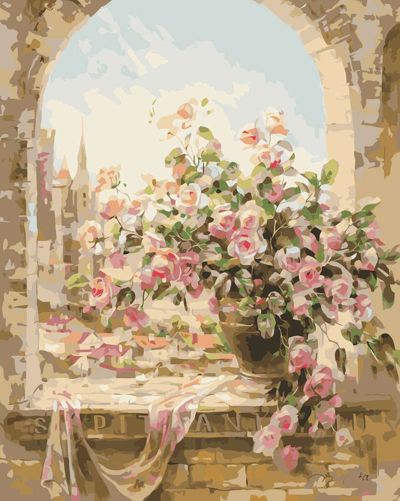 róże na tle nieba - malarstwo puzzle online