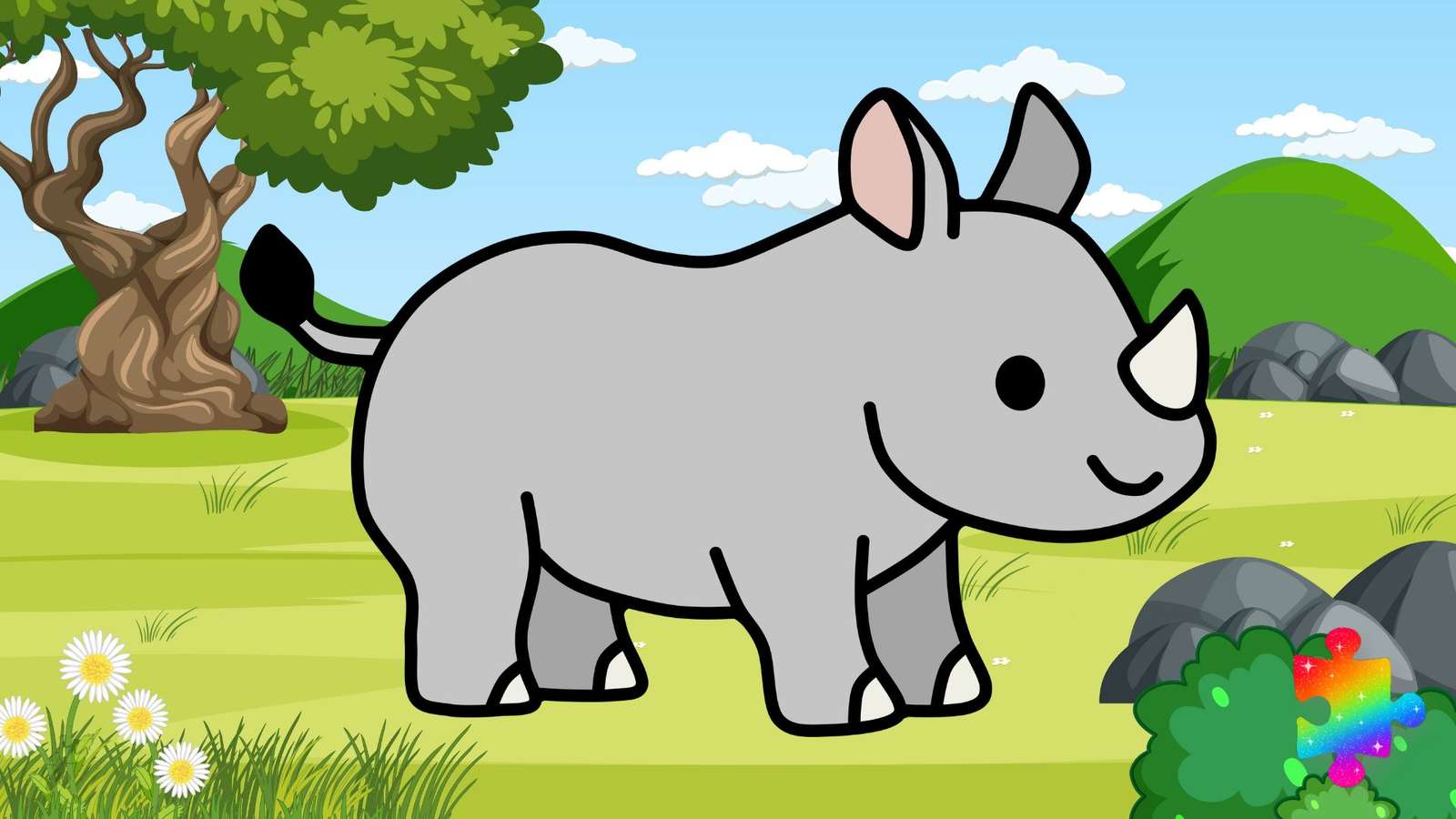 Szczęśliwy nosorożec puzzle online