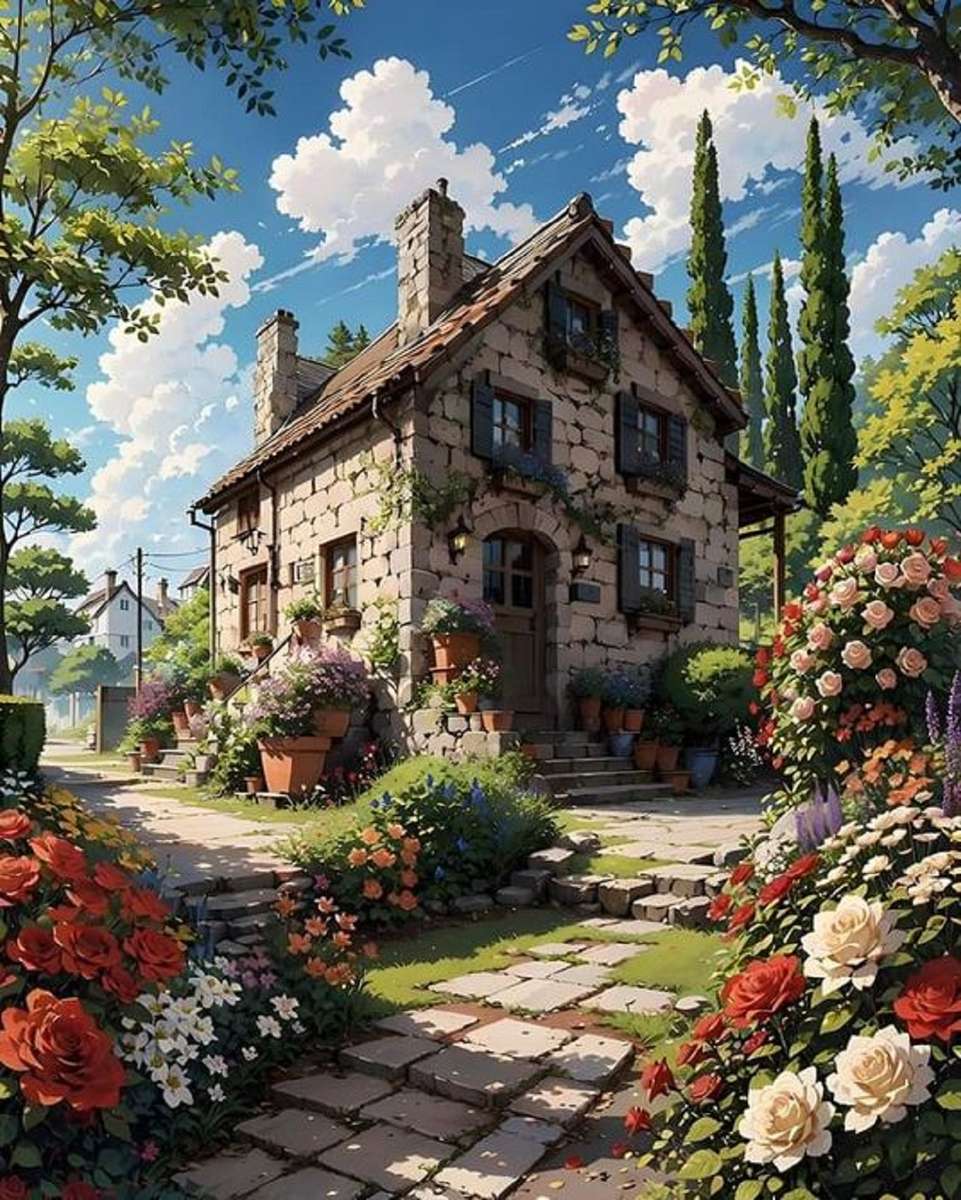 Spektakularny kamienny dom puzzle online