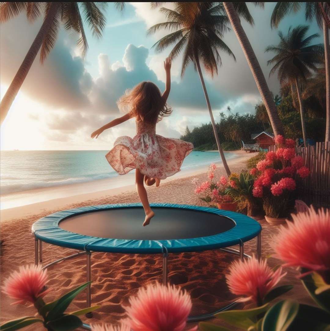Dziewczynka na trampolinie puzzle online