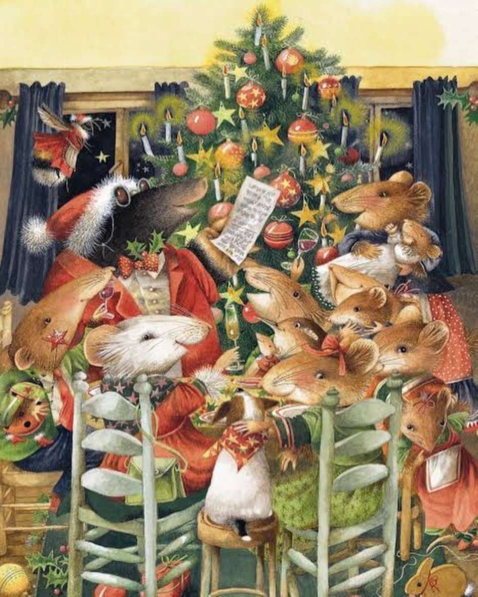 myszy świętują Boże Narodzenie puzzle online