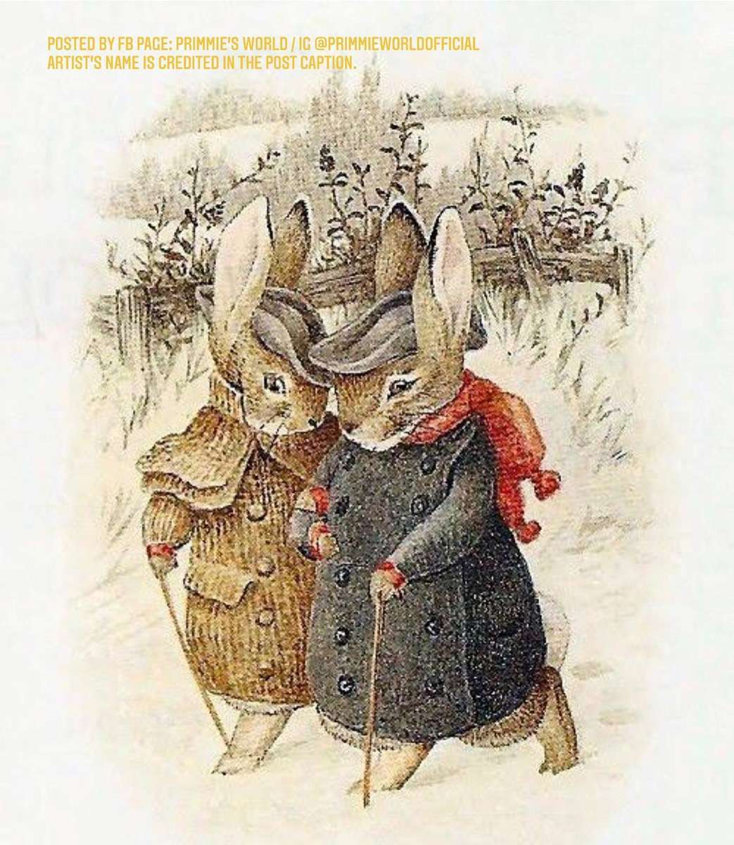 dwa króliki spacerują po śniegu puzzle online