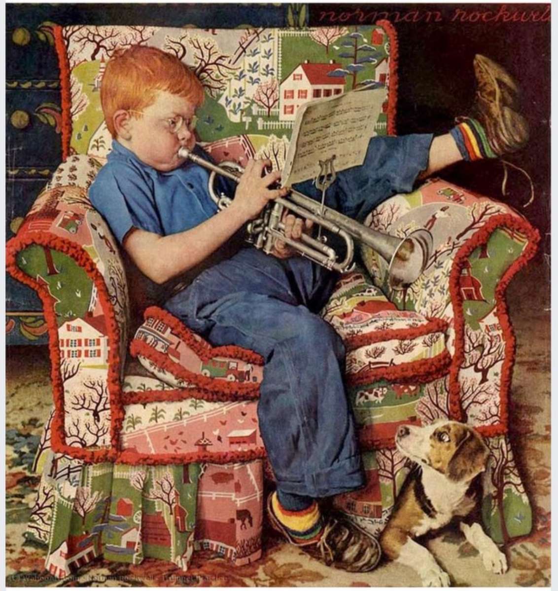 Relaks w Trumpet Practice w wygodnym fotelu. puzzle online