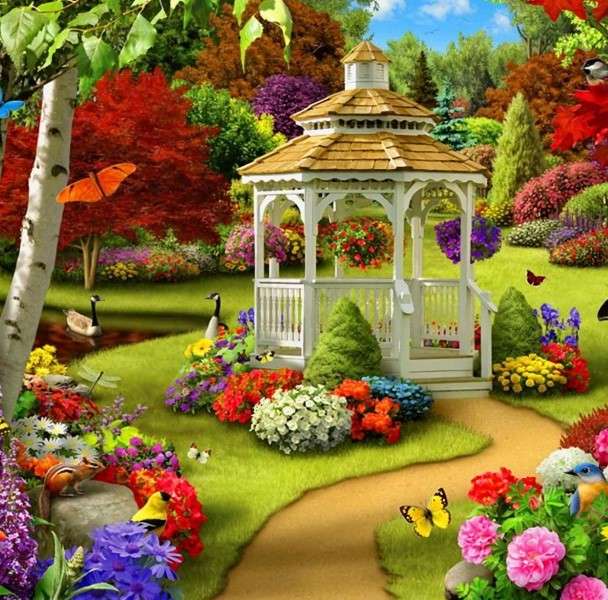 Kwiaty w parku puzzle online