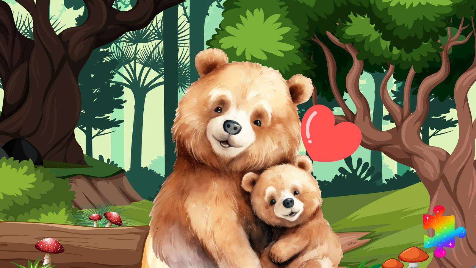 Szczęśliwa rodzina niedźwiedzi puzzle online