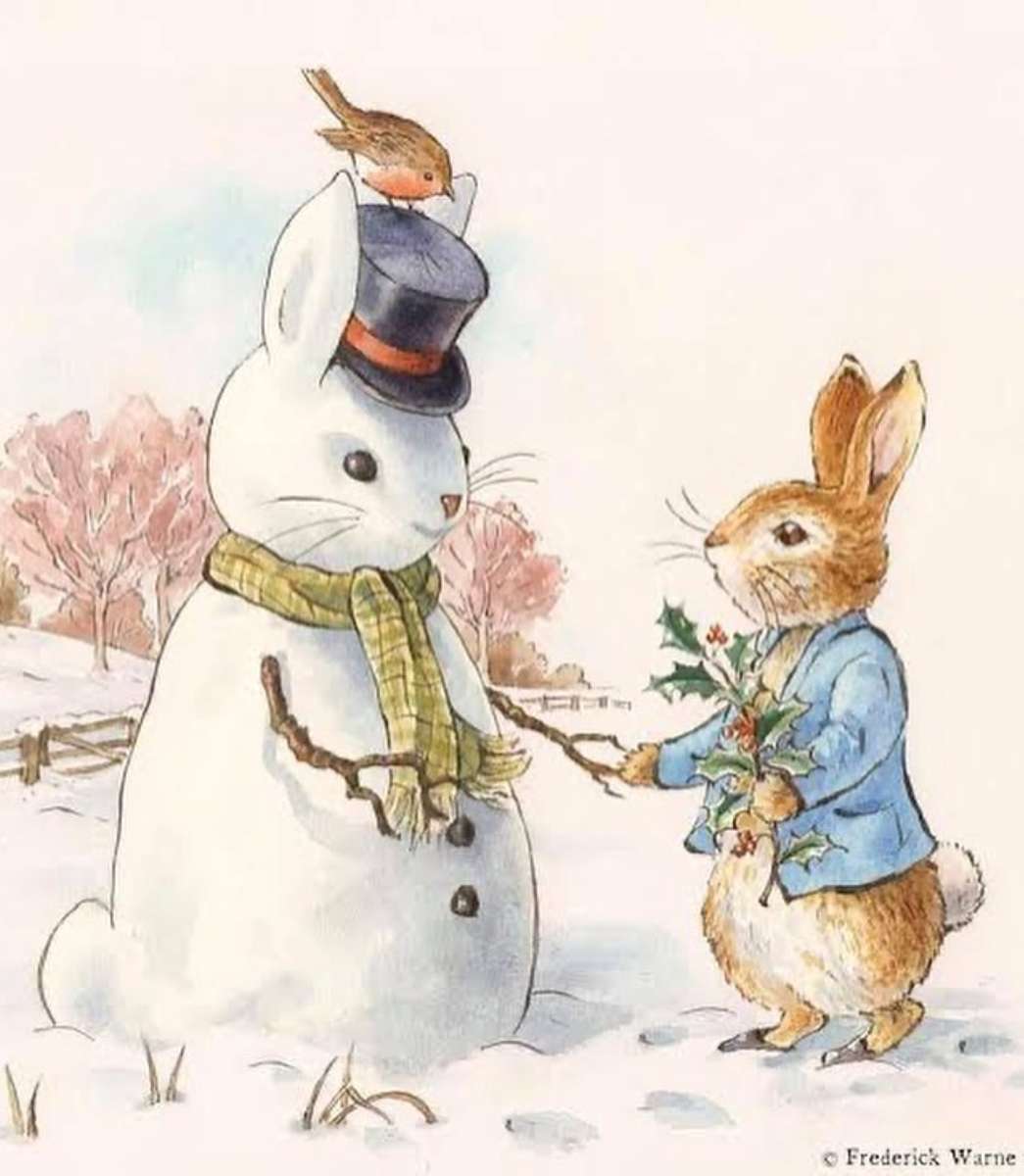 królik skończył swojego śnieżnego króliczka puzzle online
