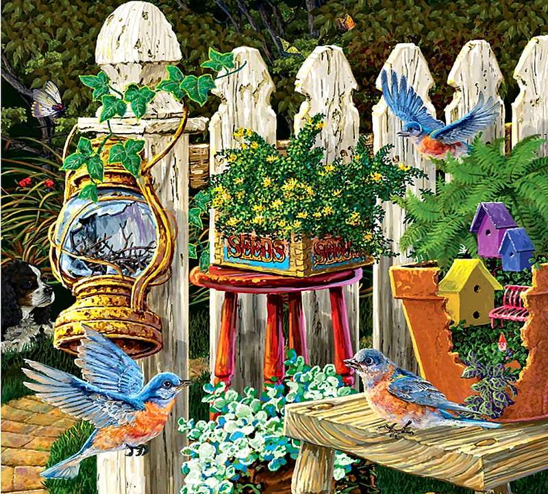 Ptaszki w ogródku puzzle online