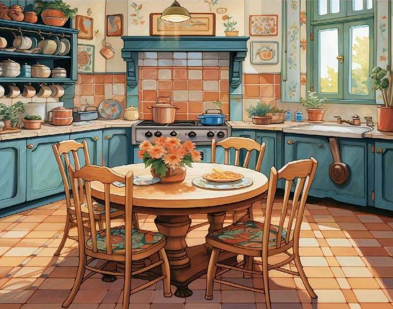 przestronna, rodzinna kuchnia puzzle online