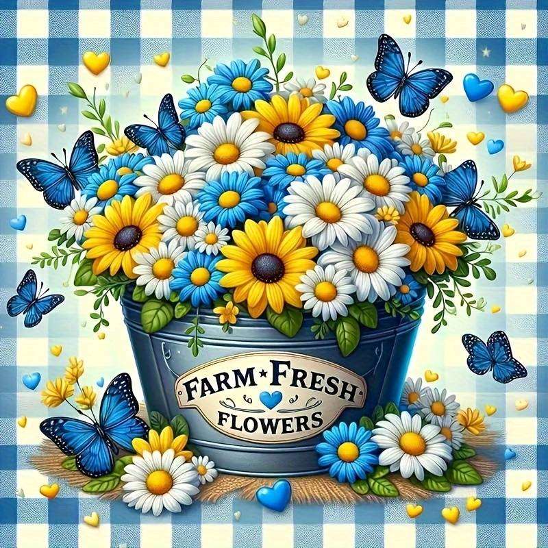 świeże kwiatki na obrusie puzzle online