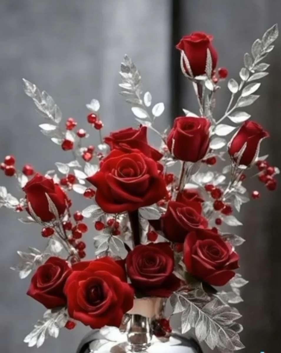 szklane czerwone róże puzzle online