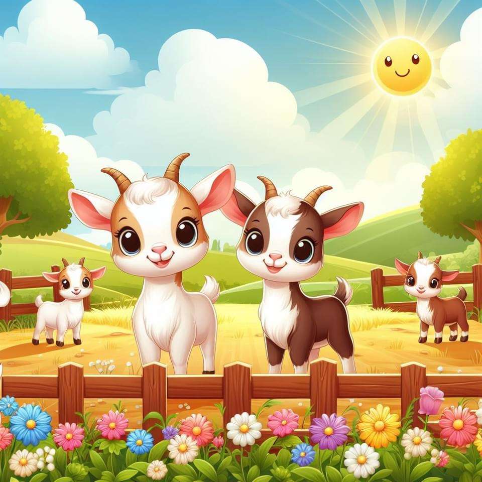 Śliczne małe kozy puzzle online