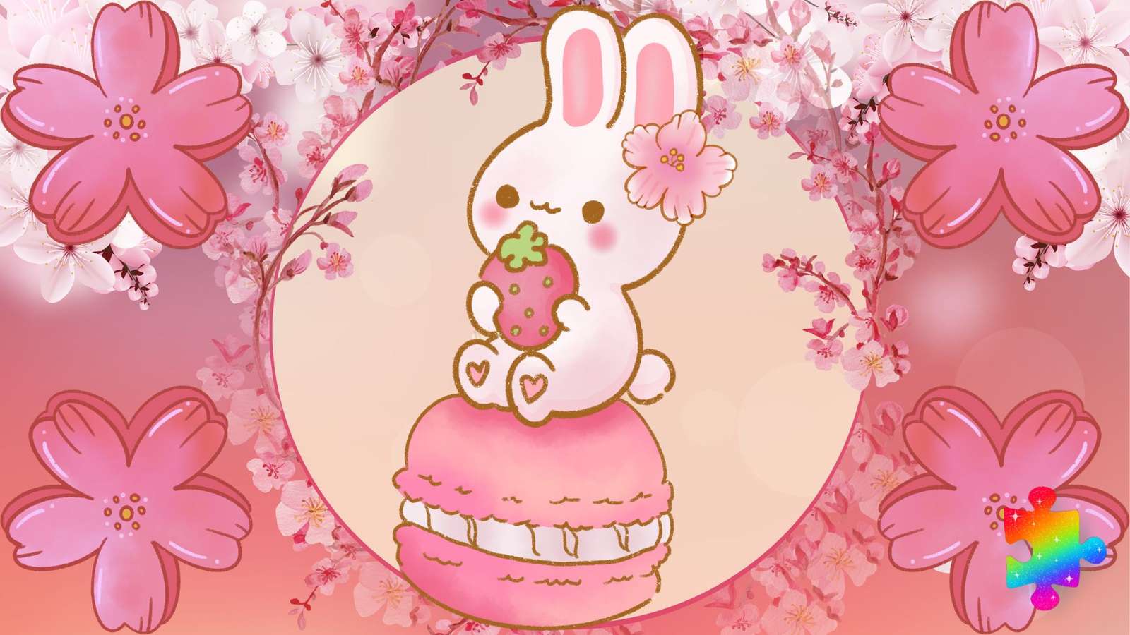 Różowy króliczek Sakura puzzle online