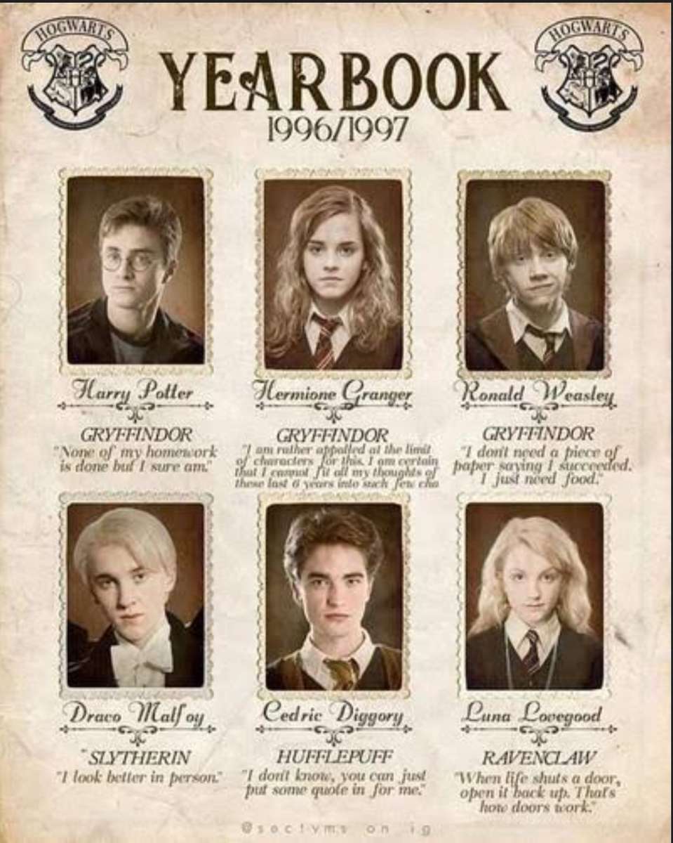 Rocznik szkolny Harry'ego Pottera puzzle online