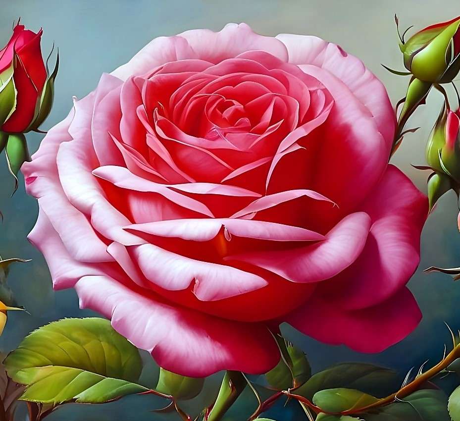 Róża z pąkami puzzle online